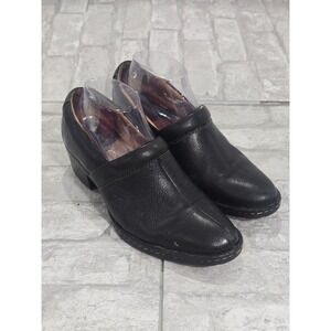 BOC BORN Size 8 Black Leather Slip-On Clogs Women's Shoes Kinney‎